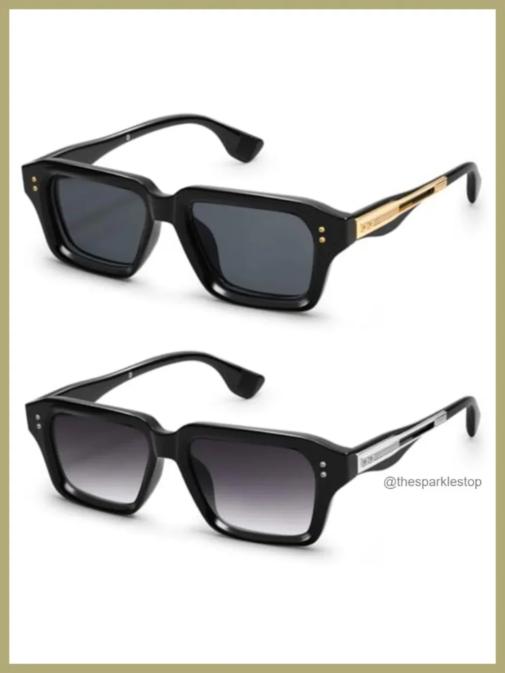Square Frame Sunglasses with UV400 Protection, 2 Pack